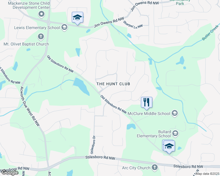 map of restaurants, bars, coffee shops, grocery stores, and more near 2158 Southbrook Ridge Northwest in Kennesaw