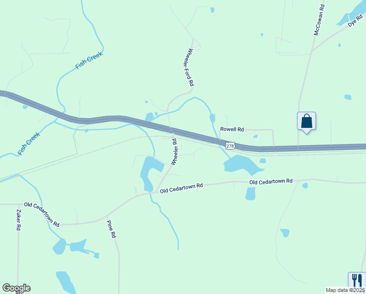 map of restaurants, bars, coffee shops, grocery stores, and more near 63 Wheeler Road in Rockmart