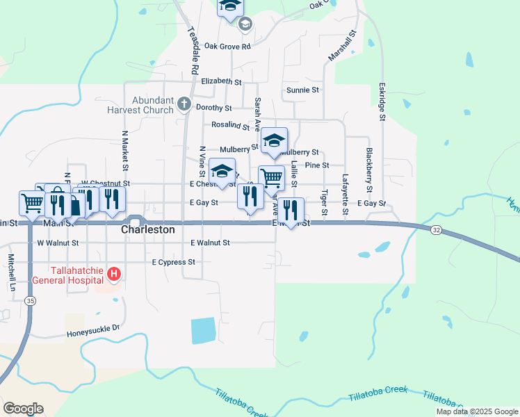 map of restaurants, bars, coffee shops, grocery stores, and more near 510 East Gay Street in Charleston