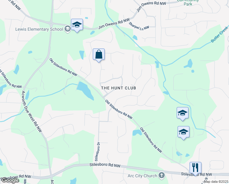 map of restaurants, bars, coffee shops, grocery stores, and more near 2158 Southbrook Ridge Northwest in Kennesaw