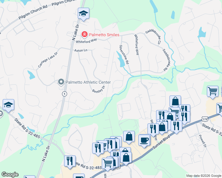 map of restaurants, bars, coffee shops, grocery stores, and more near 640 Whitland Road in Lexington
