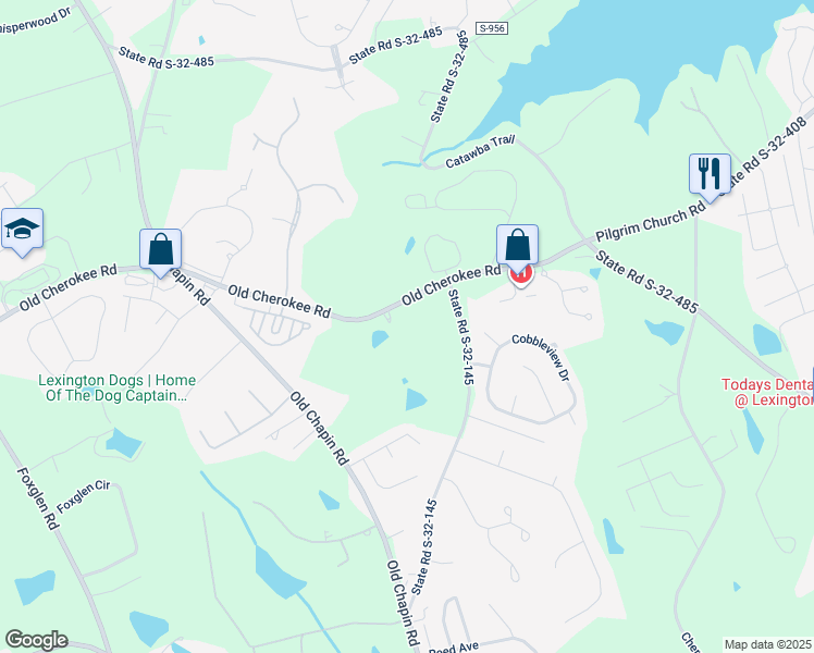 map of restaurants, bars, coffee shops, grocery stores, and more near 815 Old Cherokee Road in Lexington