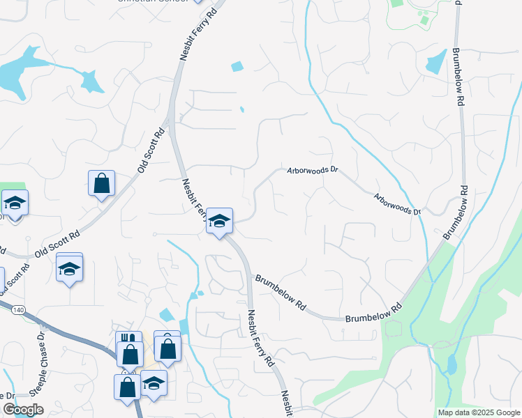 map of restaurants, bars, coffee shops, grocery stores, and more near 2885 Arborwoods Drive in Alpharetta