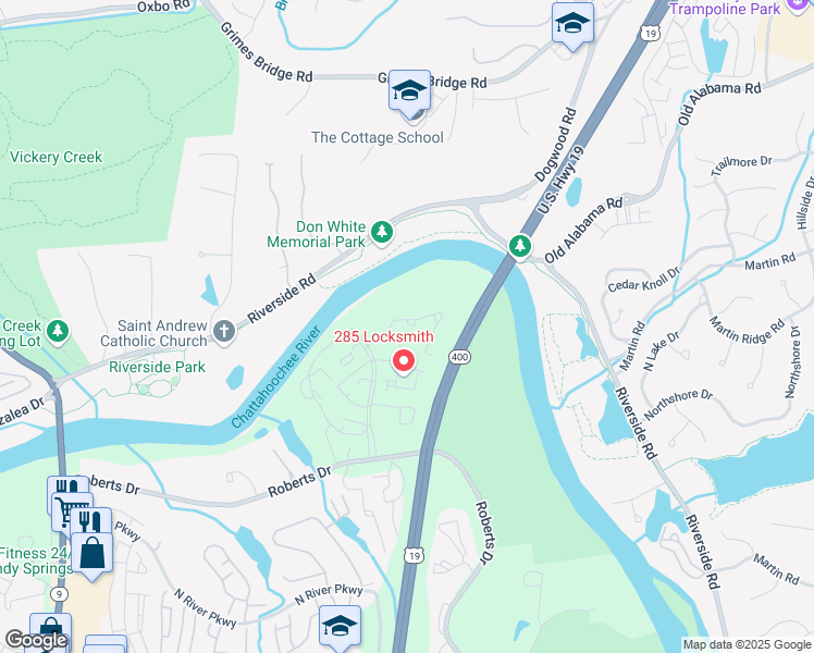 map of restaurants, bars, coffee shops, grocery stores, and more near 1902 Queen Anne Court in Atlanta