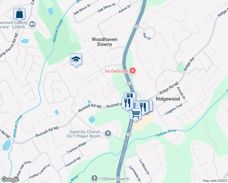 map of restaurants, bars, coffee shops, grocery stores, and more near 660 Mason Grove Parkway in Lawrenceville