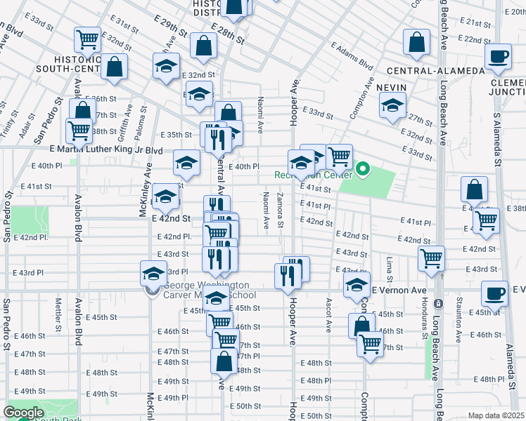 map of restaurants, bars, coffee shops, grocery stores, and more near 4163 Naomi Avenue in Los Angeles