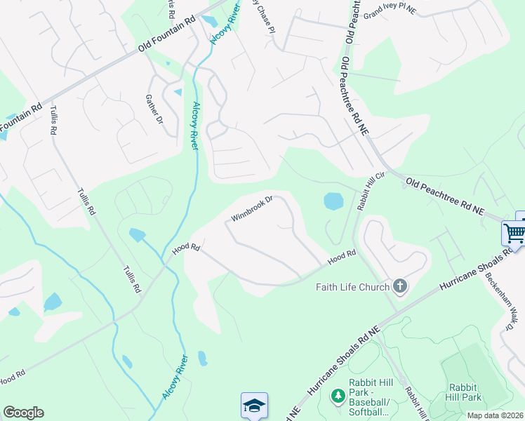 map of restaurants, bars, coffee shops, grocery stores, and more near 951 Winnbrook Drive in Dacula