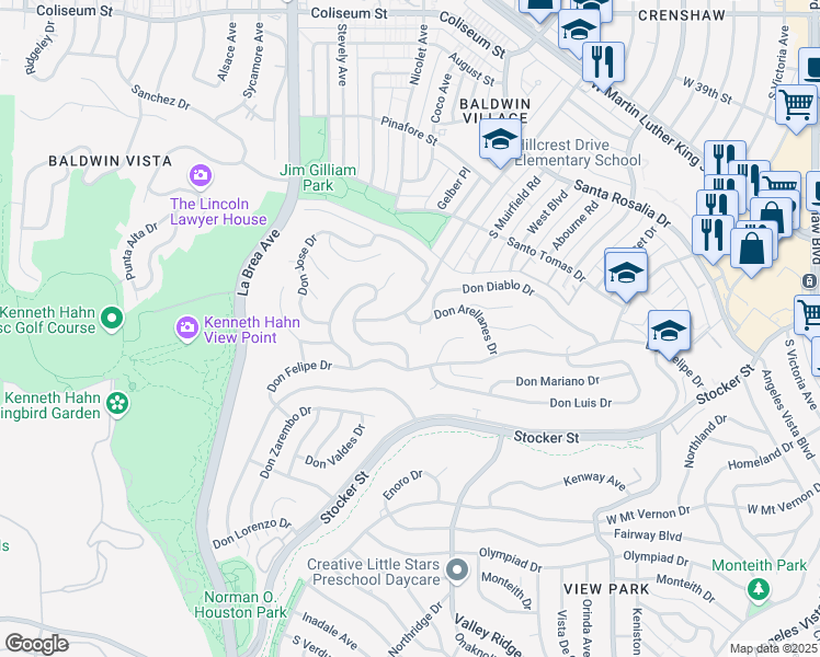 map of restaurants, bars, coffee shops, grocery stores, and more near 4428 Don Diablo Drive in Los Angeles