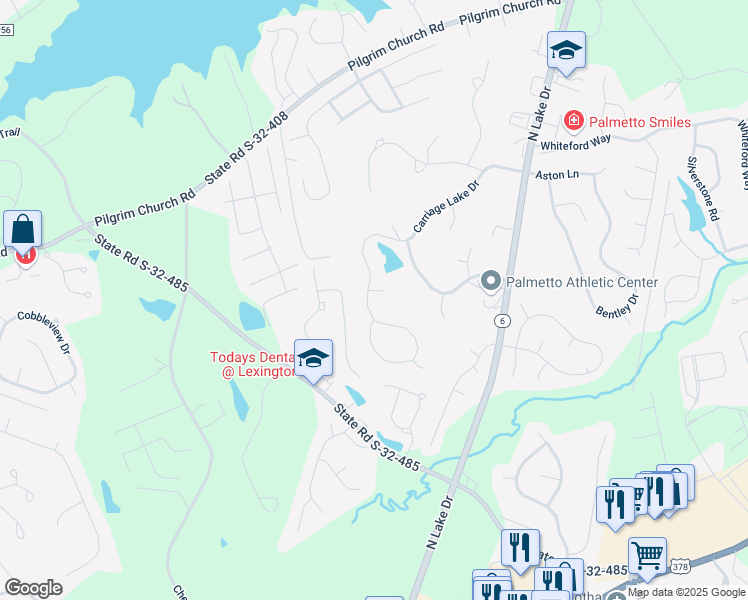 map of restaurants, bars, coffee shops, grocery stores, and more near 663 Carriage Lake Drive in Lexington