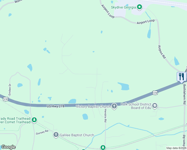 map of restaurants, bars, coffee shops, grocery stores, and more near 147 Sunset Valley Street in Cedartown