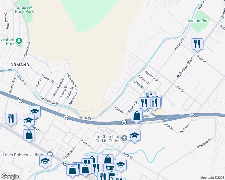 map of restaurants, bars, coffee shops, grocery stores, and more near 14141 Evergreen Court in Jurupa Valley