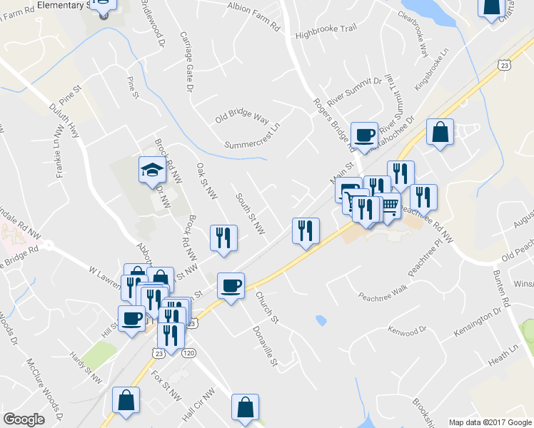 map of restaurants, bars, coffee shops, grocery stores, and more near 3583 North Saint Northwest in Duluth