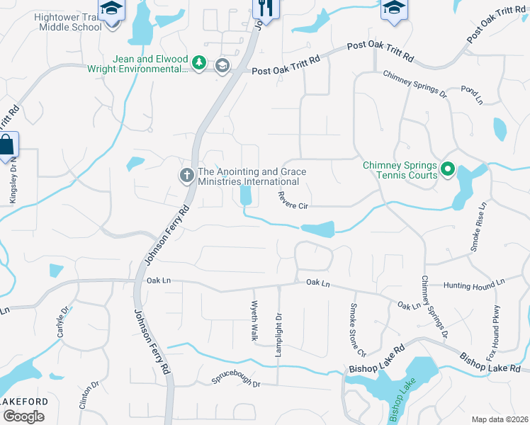 map of restaurants, bars, coffee shops, grocery stores, and more near 4051 Jordan Lake Drive in Marietta