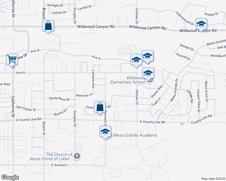 map of restaurants, bars, coffee shops, grocery stores, and more near 13514 Big Sky Court in Yucaipa