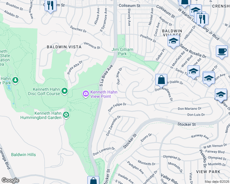 map of restaurants, bars, coffee shops, grocery stores, and more near 4272 Don Carlos Drive in Los Angeles