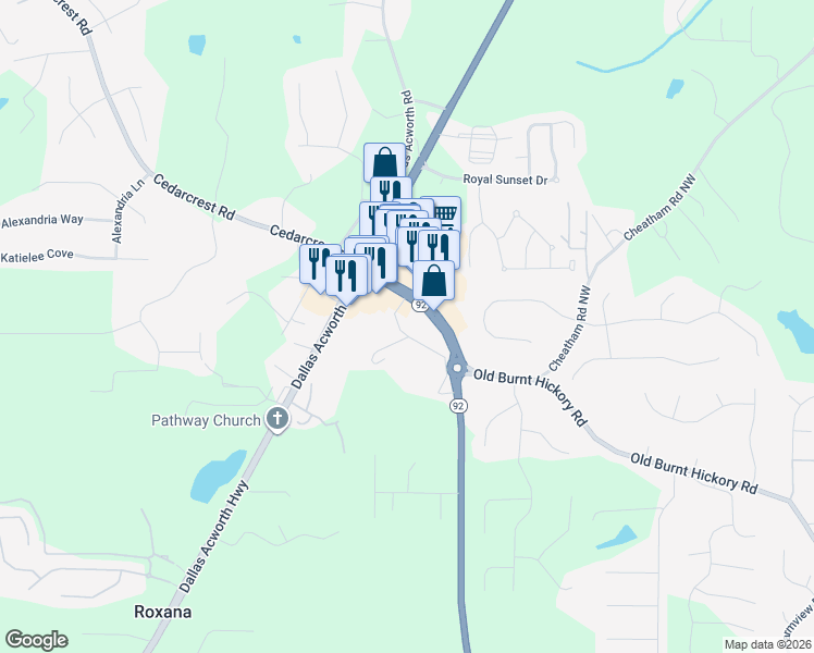 map of restaurants, bars, coffee shops, grocery stores, and more near 139 Whitworth Church Loop in Dallas