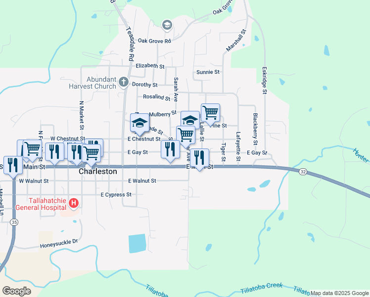 map of restaurants, bars, coffee shops, grocery stores, and more near 510 East Gay Street in Charleston