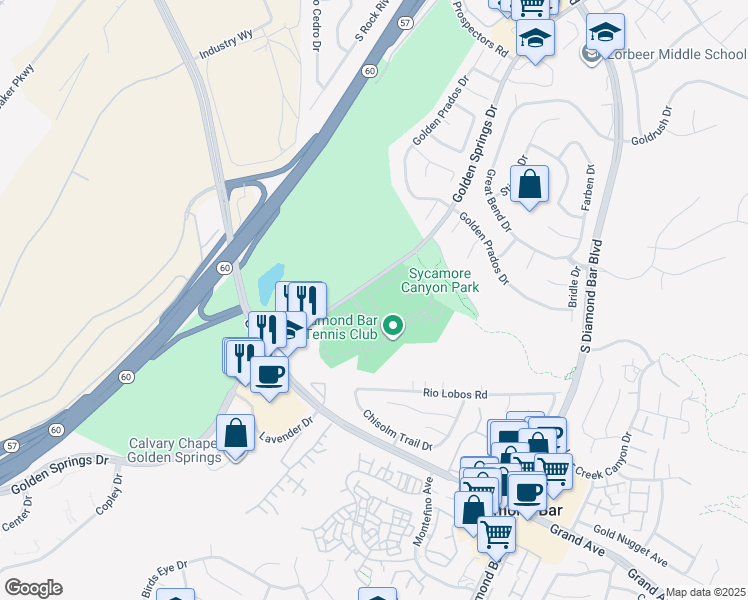 map of restaurants, bars, coffee shops, grocery stores, and more near 22808 Hilton Head Drive in Diamond Bar