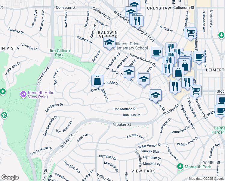 map of restaurants, bars, coffee shops, grocery stores, and more near 4212 Don Alanis Place in Los Angeles