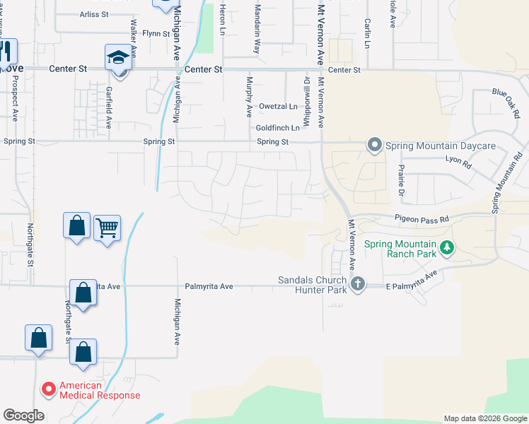 map of restaurants, bars, coffee shops, grocery stores, and more near 500-698 Murphy Avenue in Riverside