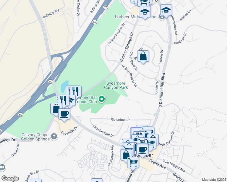 map of restaurants, bars, coffee shops, grocery stores, and more near 22861 Hilton Head Drive in Diamond Bar