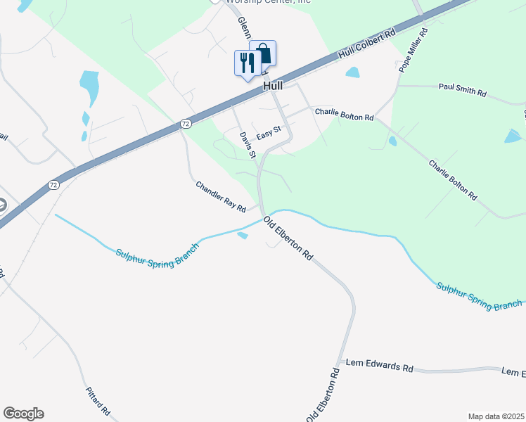 map of restaurants, bars, coffee shops, grocery stores, and more near 220 Old Elberton Road in Athens