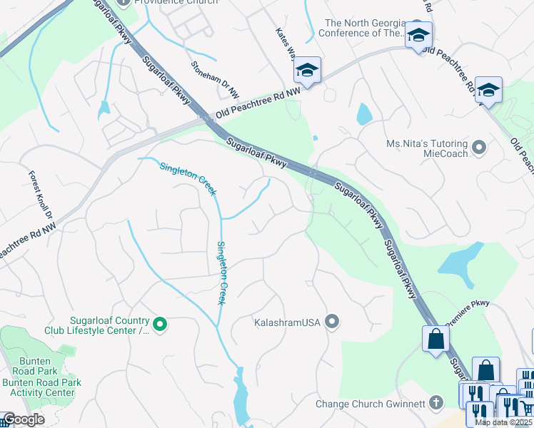 map of restaurants, bars, coffee shops, grocery stores, and more near 3258 Bransley Way in Duluth