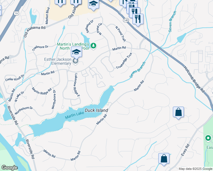 map of restaurants, bars, coffee shops, grocery stores, and more near 293 Quail Run in Roswell