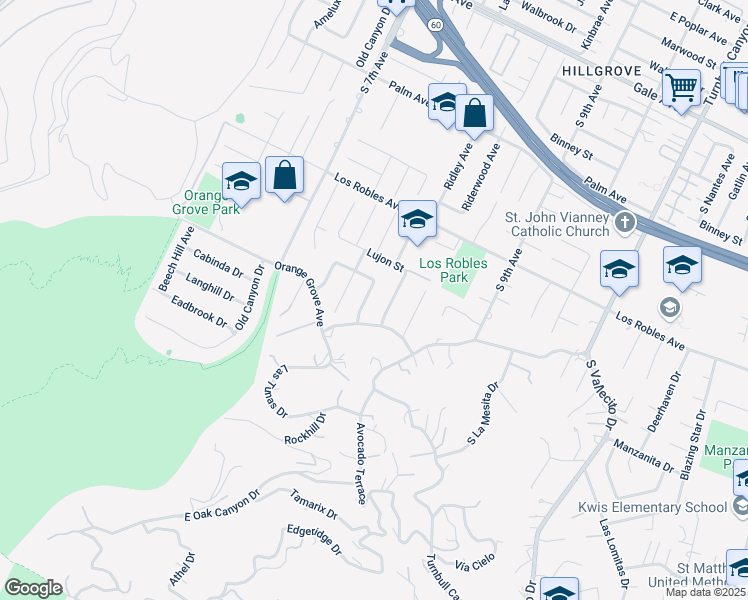 map of restaurants, bars, coffee shops, grocery stores, and more near 1622 Adalia Avenue in Hacienda Heights