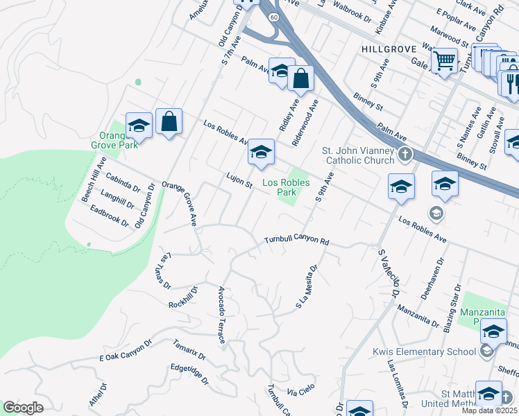 map of restaurants, bars, coffee shops, grocery stores, and more near 1643 Golden View Drive in Hacienda Heights