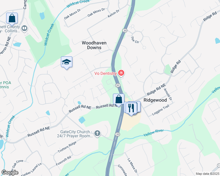 map of restaurants, bars, coffee shops, grocery stores, and more near 800 Mason Grove Parkway in Lawrenceville