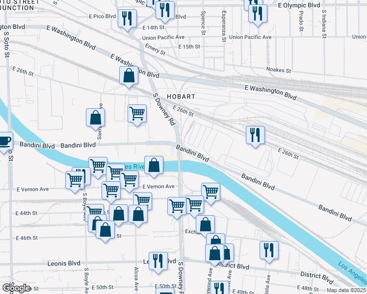 map of restaurants, bars, coffee shops, grocery stores, and more near in Los Angeles