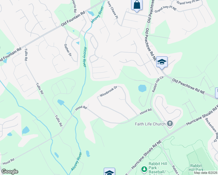 map of restaurants, bars, coffee shops, grocery stores, and more near 951 Winnbrook Drive in Dacula