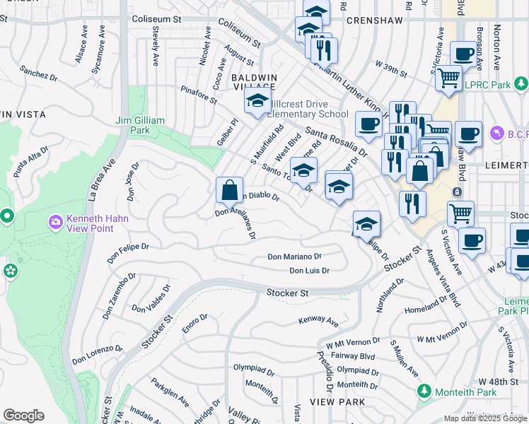 map of restaurants, bars, coffee shops, grocery stores, and more near 4212 Don Alanis Place in Los Angeles
