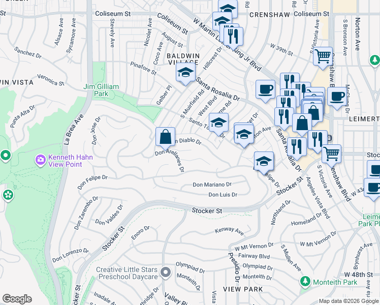 map of restaurants, bars, coffee shops, grocery stores, and more near 4212 Don Alanis Place in Los Angeles