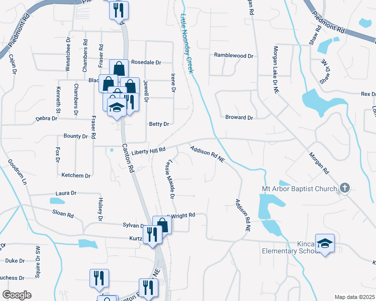 map of restaurants, bars, coffee shops, grocery stores, and more near 1105 Sallete Court in Marietta