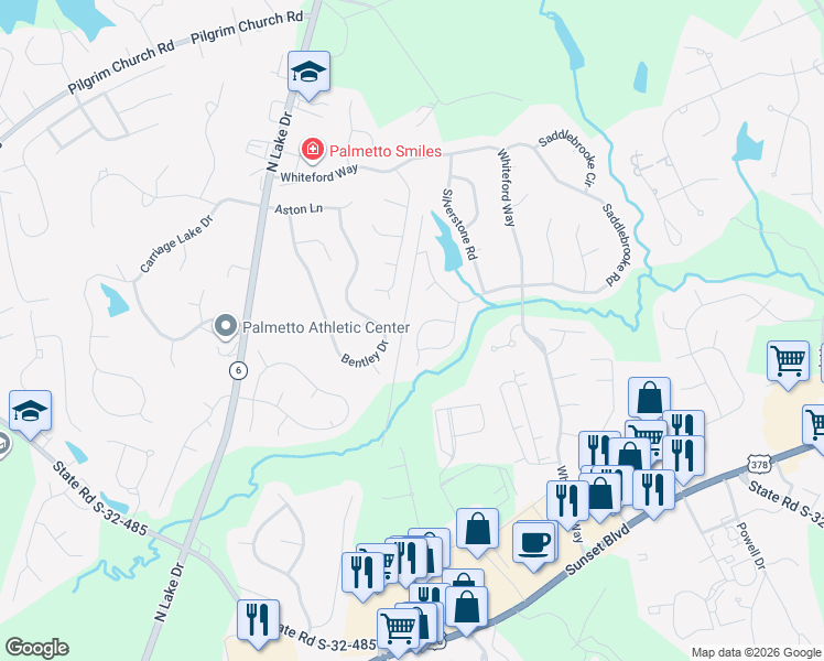 map of restaurants, bars, coffee shops, grocery stores, and more near 640 Whitland Road in Lexington