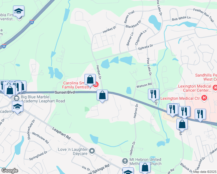 map of restaurants, bars, coffee shops, grocery stores, and more near 3200 U.S. 378 in West Columbia