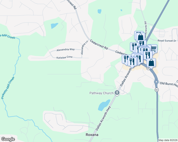 map of restaurants, bars, coffee shops, grocery stores, and more near 375 Stoker Road in Dallas