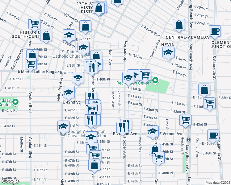 map of restaurants, bars, coffee shops, grocery stores, and more near 4114 Naomi Avenue in Los Angeles