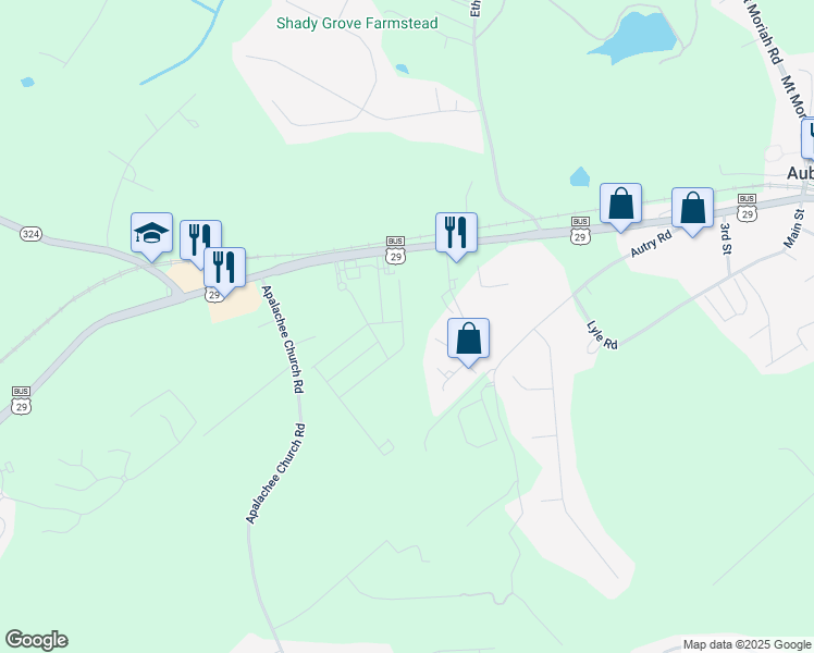 map of restaurants, bars, coffee shops, grocery stores, and more near 99 North Auburn Landing Place in Auburn