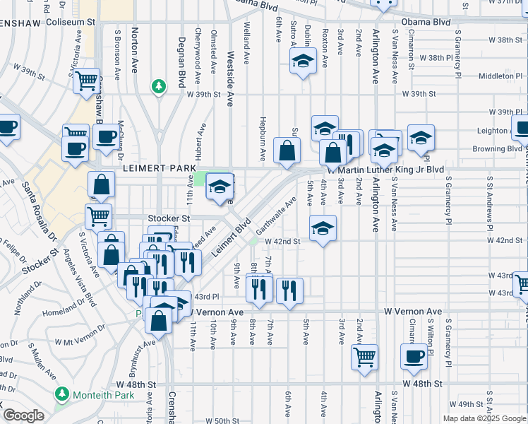 map of restaurants, bars, coffee shops, grocery stores, and more near 4158 Garthwaite Avenue in Los Angeles