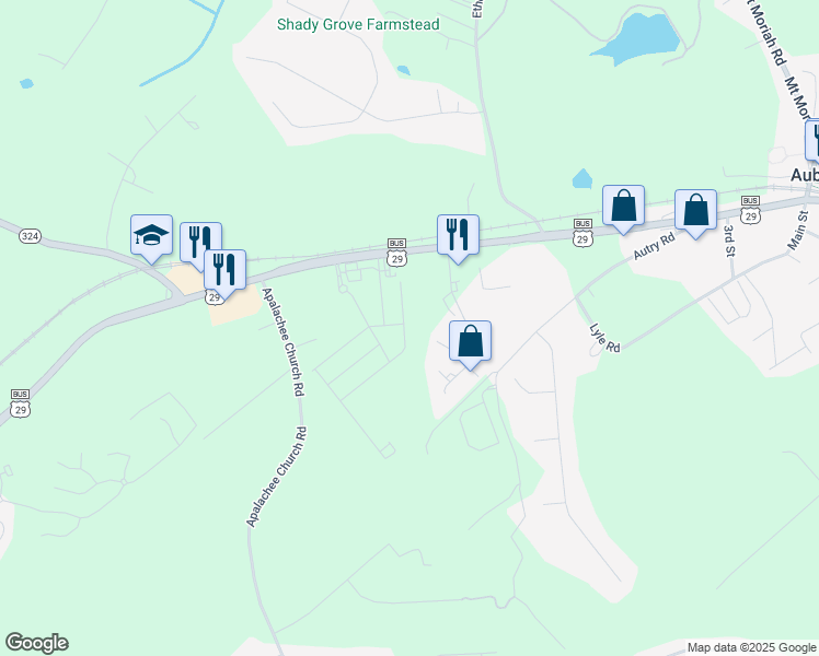 map of restaurants, bars, coffee shops, grocery stores, and more near 99 North Auburn Landing Place in Auburn