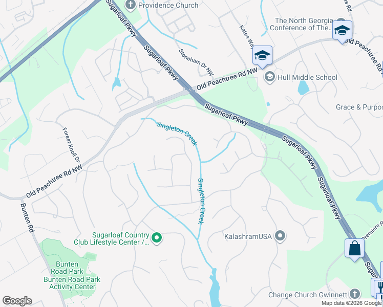 map of restaurants, bars, coffee shops, grocery stores, and more near 2626 Wynnton Drive in Duluth
