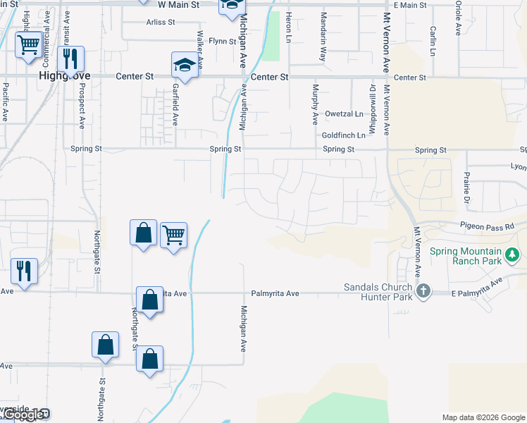 map of restaurants, bars, coffee shops, grocery stores, and more near 19568 Sunkissed Ridge Drive in Riverside