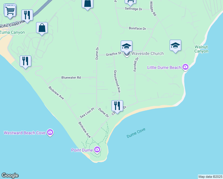 map of restaurants, bars, coffee shops, grocery stores, and more near 7048 Dume Drive in Malibu