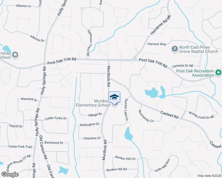 map of restaurants, bars, coffee shops, grocery stores, and more near 2420 Murdock Road in Marietta