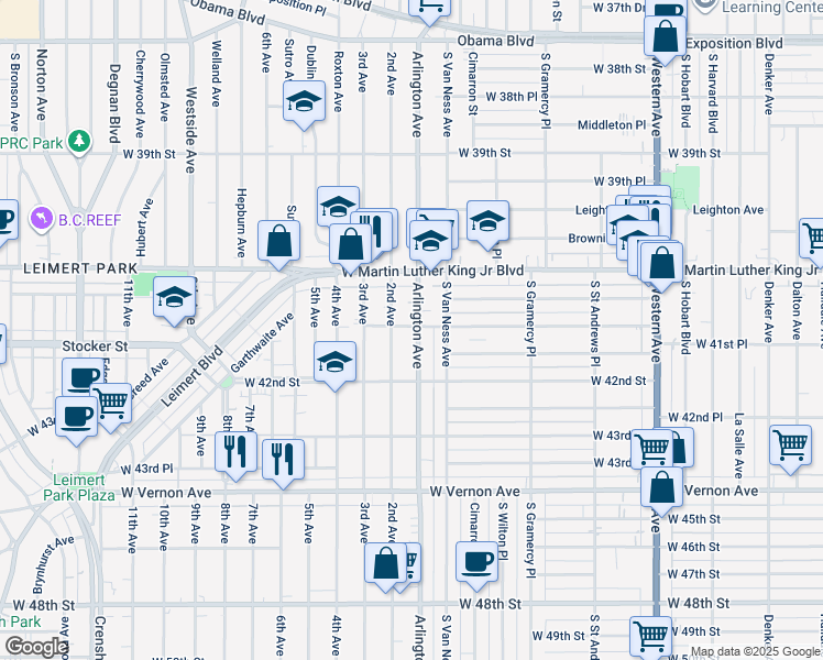 map of restaurants, bars, coffee shops, grocery stores, and more near 4139 Arlington Avenue in Los Angeles