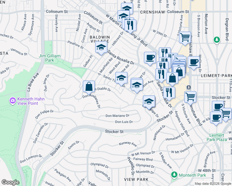 map of restaurants, bars, coffee shops, grocery stores, and more near 4108 Santo Tomas Drive in Los Angeles