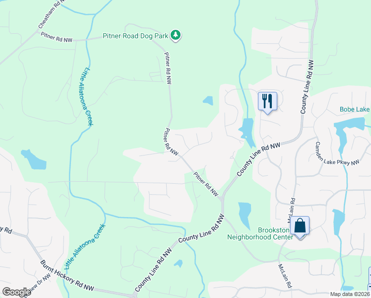 map of restaurants, bars, coffee shops, grocery stores, and more near 2101 Monitor Way Northwest in Acworth